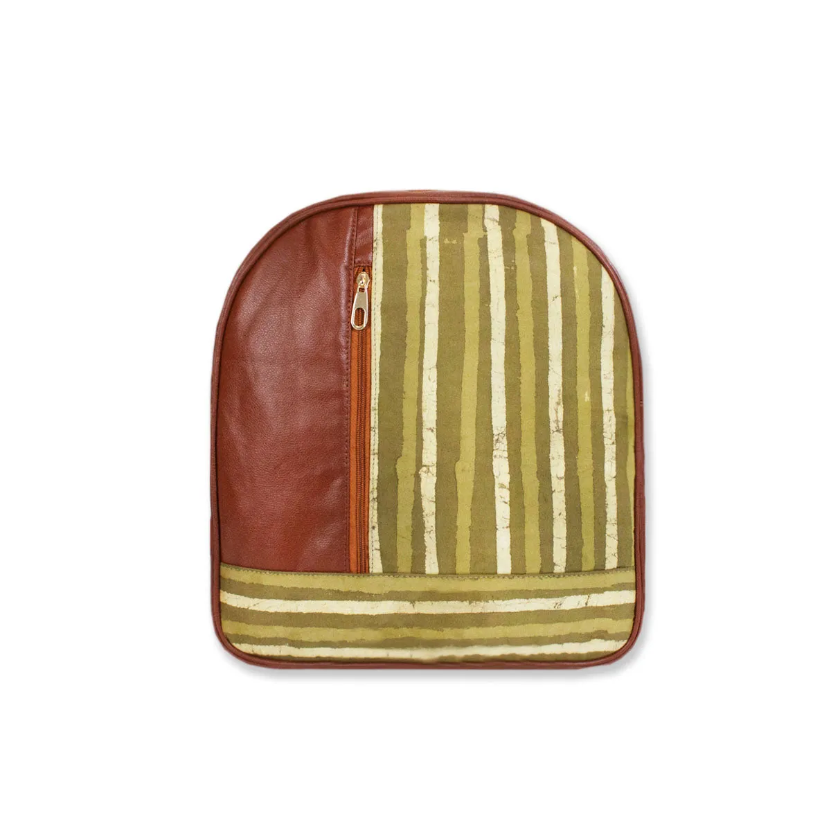 Green Waves Block-printed Backpack