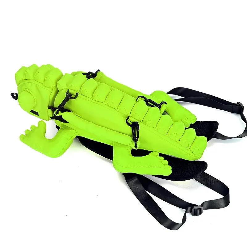 Irregular Lizard Backpack – Movable Buckles, Unisex Funny Design, 20-35L Nylon Softback for All Adventures