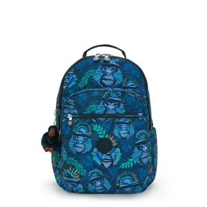 Kipling Seoul Lap Blue Monkey Fun Large Backpack C2I5816-8HJ