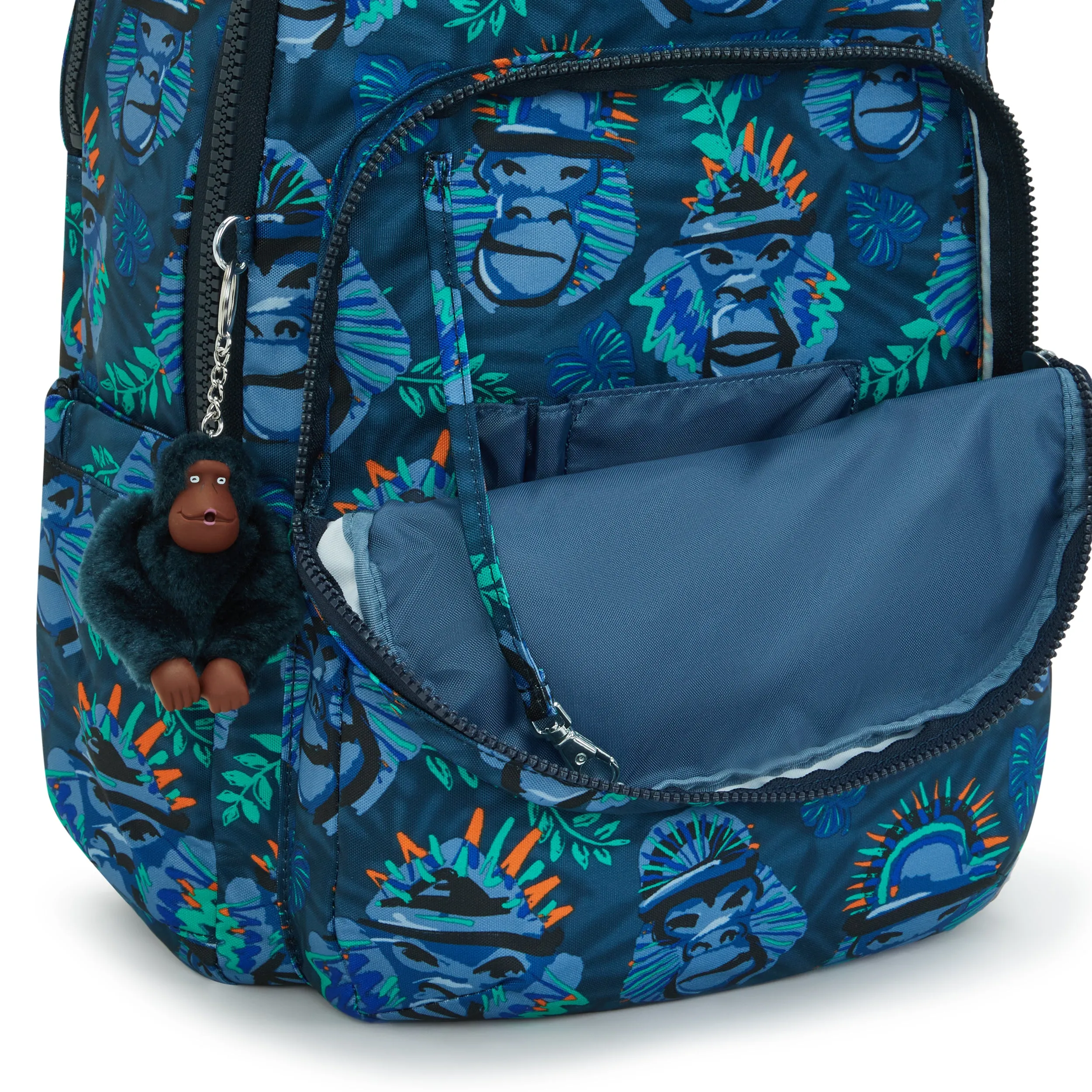 Kipling Seoul Lap Blue Monkey Fun Large Backpack C2I5816-8HJ