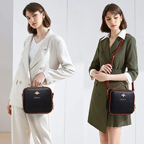 LACATTURA Cosmetic Bag in Black - Versatile with Adjustable Compartments, Detachable Shoulder Strap