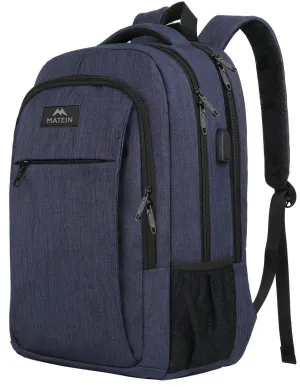 Laptop Backpack with USB Charging Port,Slim Travel Backpack with Laptop Compartment for Men and Women,Water Resistant College School BookBag Computer Bag for Girls and Boys Fits 15.6 In Laptop,Macbook