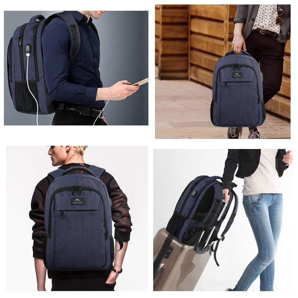 Laptop Backpack with USB Charging Port,Slim Travel Backpack with Laptop Compartment for Men and Women,Water Resistant College School BookBag Computer Bag for Girls and Boys Fits 15.6 In Laptop,Macbook