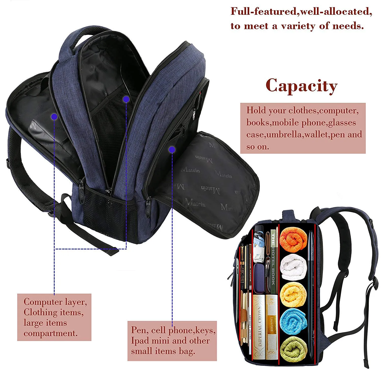 Laptop Backpack with USB Charging Port,Slim Travel Backpack with Laptop Compartment for Men and Women,Water Resistant College School BookBag Computer Bag for Girls and Boys Fits 15.6 In Laptop,Macbook