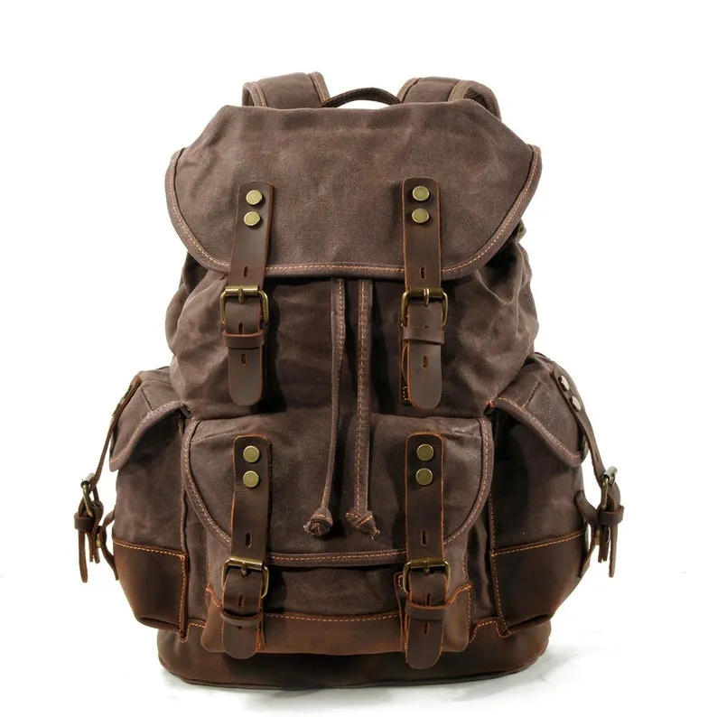 Large Travel Waxed Canvas Outdoor Laptop Backpack