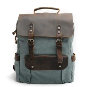 Leather Canvas Backpack 15.6 inch
