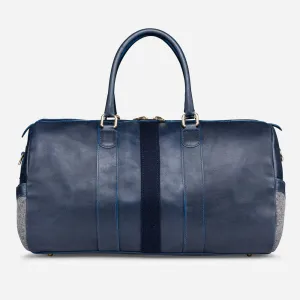 Leather Weekender in Navy