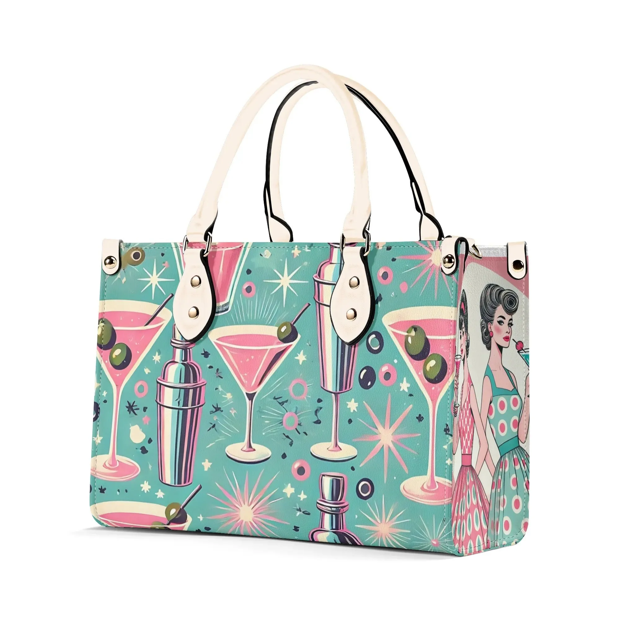 Mid Century Modern Atomic Cocktail Retro Gal Handbag, Kitschy Purse
