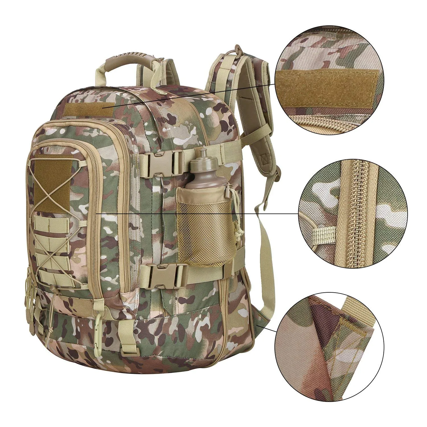 Military Expandable Travel Backpack Tactical Waterproof Work Backpack for Men(OCP)