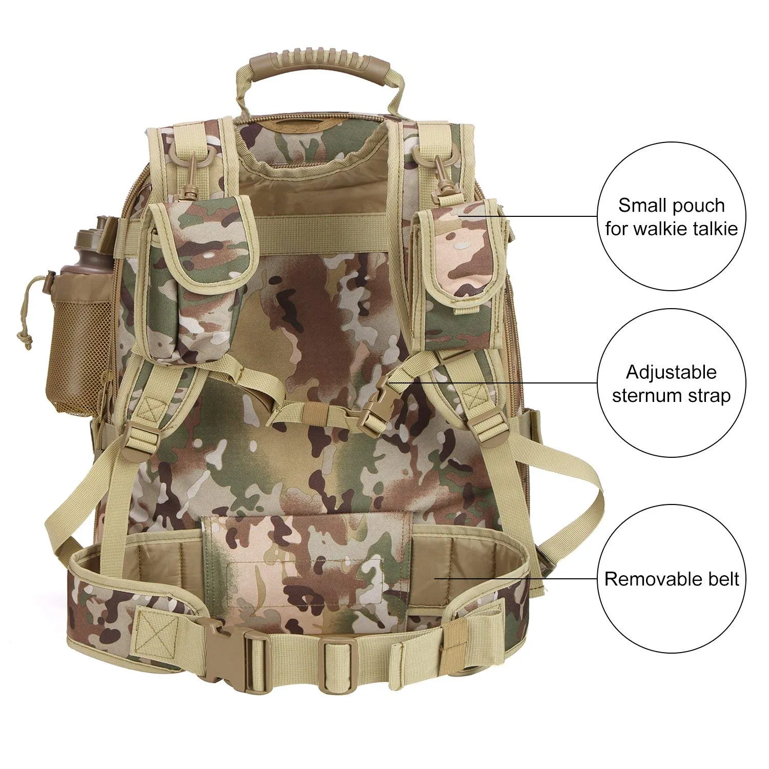 Military Expandable Travel Backpack Tactical Waterproof Work Backpack for Men(OCP)