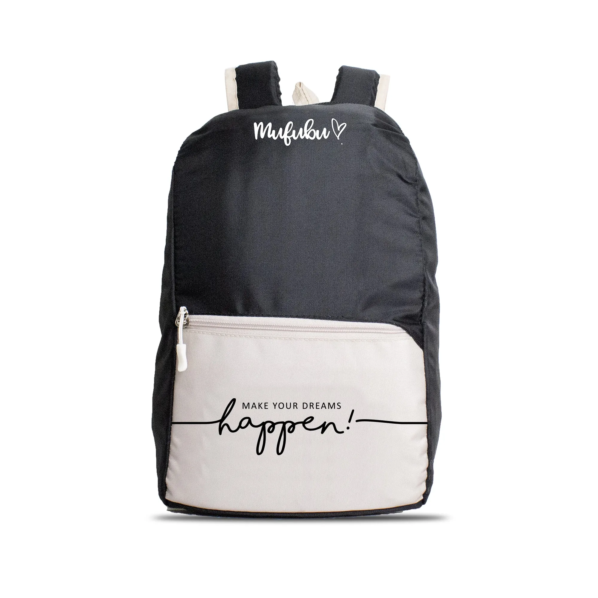 Nano Backpack 15 Ltr Make Your Dream Happen Black   Beige