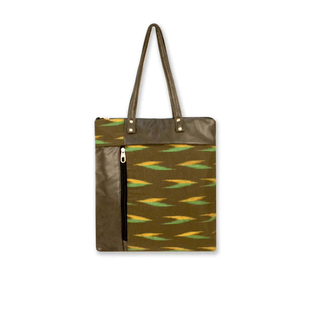 Off-beat Olive Ikat Office Bag