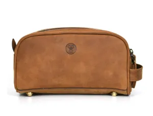Omaha Leather Toiletry Bag - Tortilla Brown