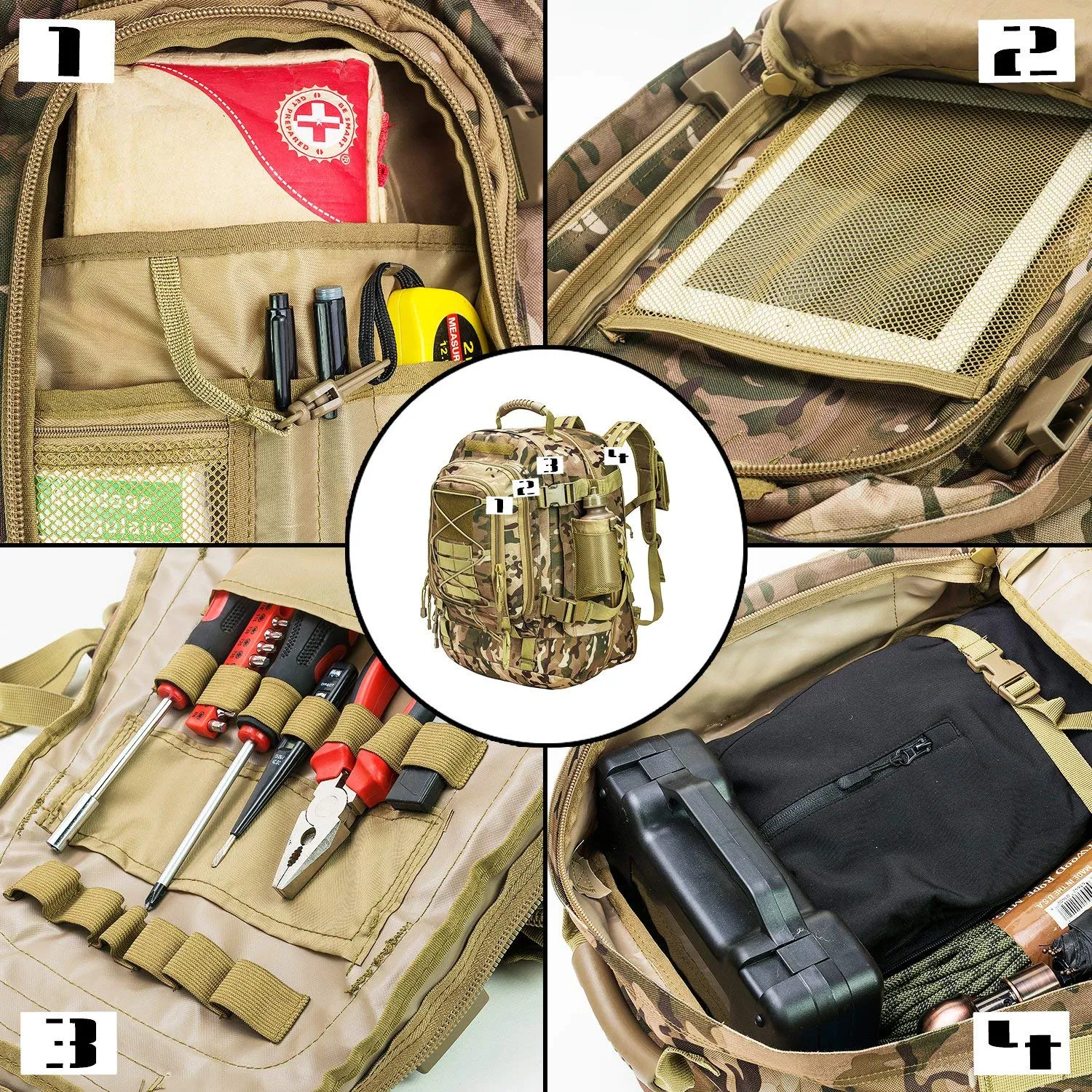 PANS Military Travel Backpack Tactical Outdoor Daypack MOLLE Bag for Hiking,Camping