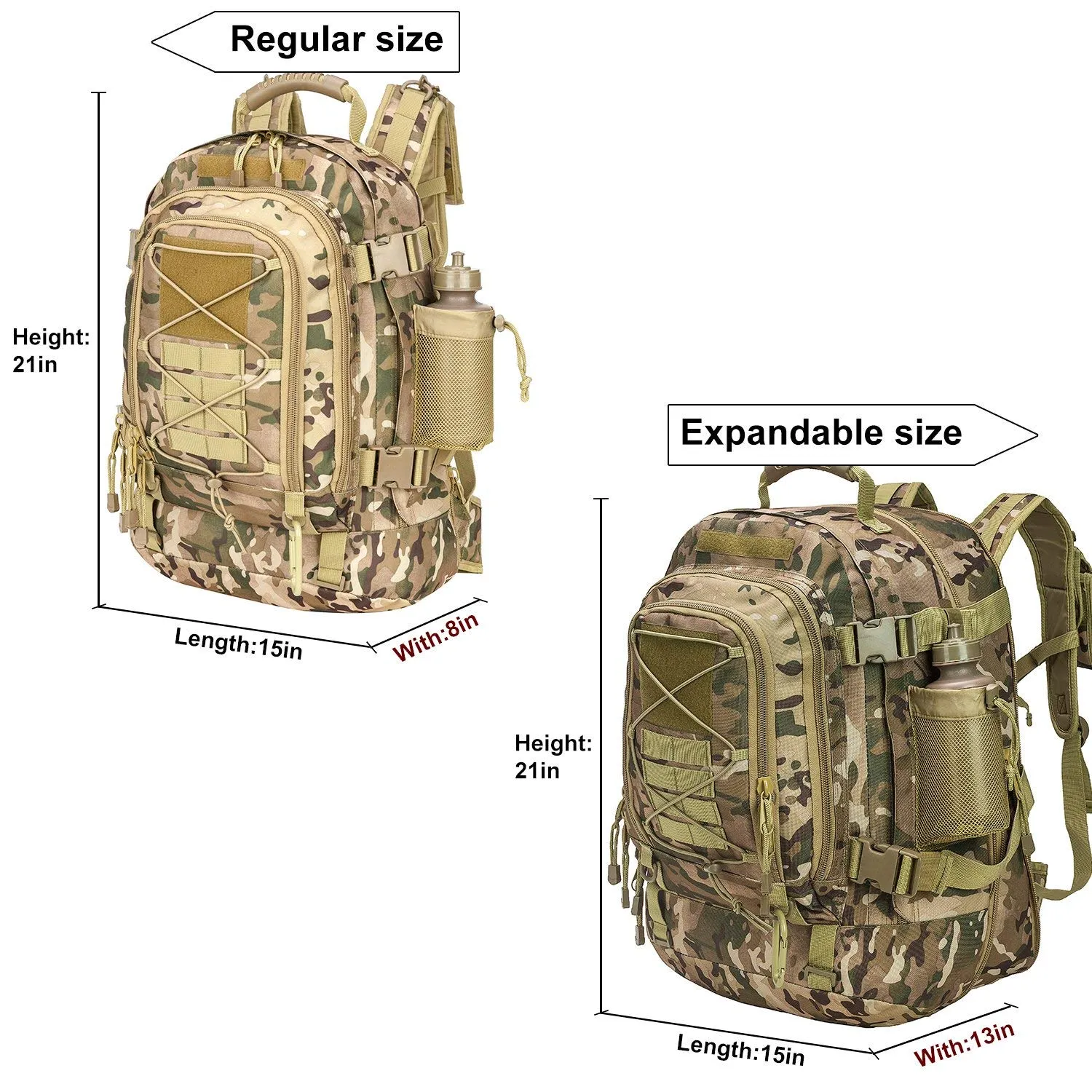 PANS Military Travel Backpack Tactical Outdoor Daypack MOLLE Bag for Hiking,Camping