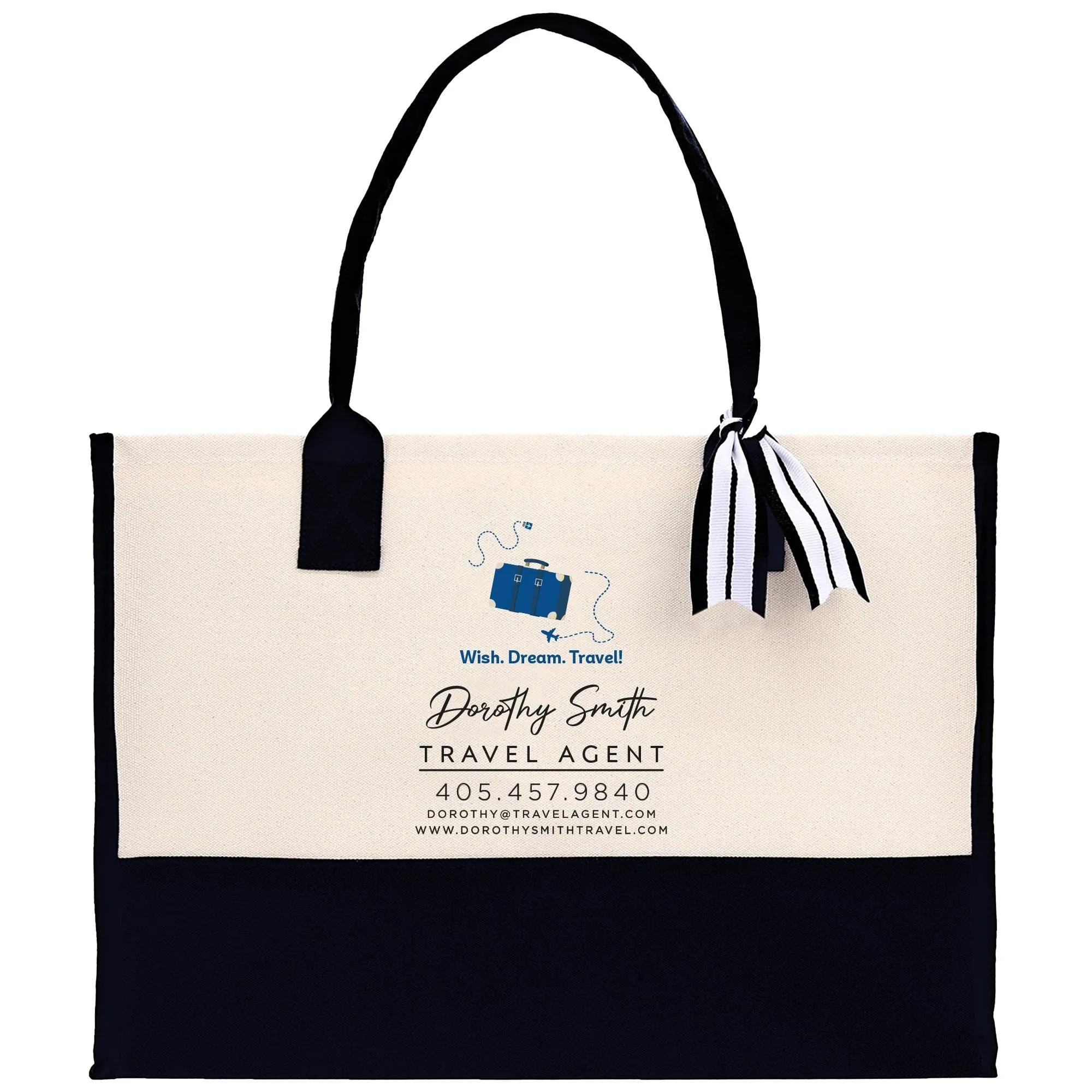 Personalized Travel Agent Cotton Canvas Tote Bag Custom Travel Agency Promotional Gift Bag Bulk Travel Agent Client Gift Tote Bag (RET1020)