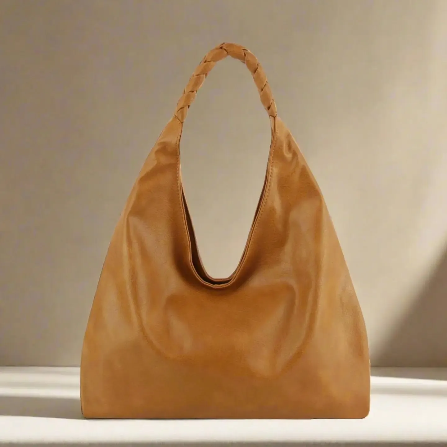 Shelly Braided Handle Hobo Tote Bag