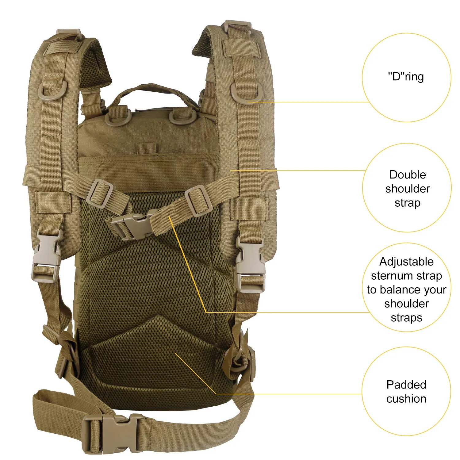 Small Military Tactical Backpack 30L Assault Backpack Tactical Bag Tan