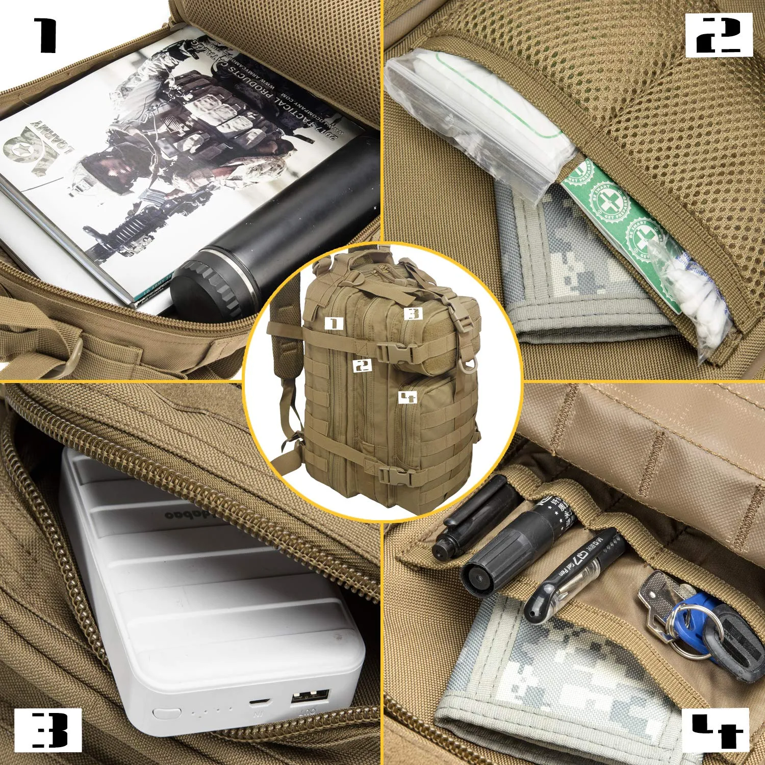 Small Military Tactical Backpack 30L Assault Backpack Tactical Bag Tan