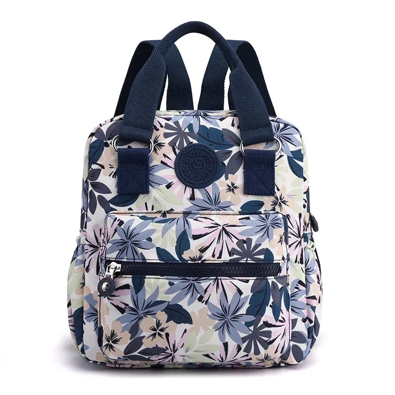 Sohiwoo Girl Outdoor Bag Backpack Hiking Top-handle Printing High Quality Female Women Bag Nylon Rucksack Flower Shoulder Trekking