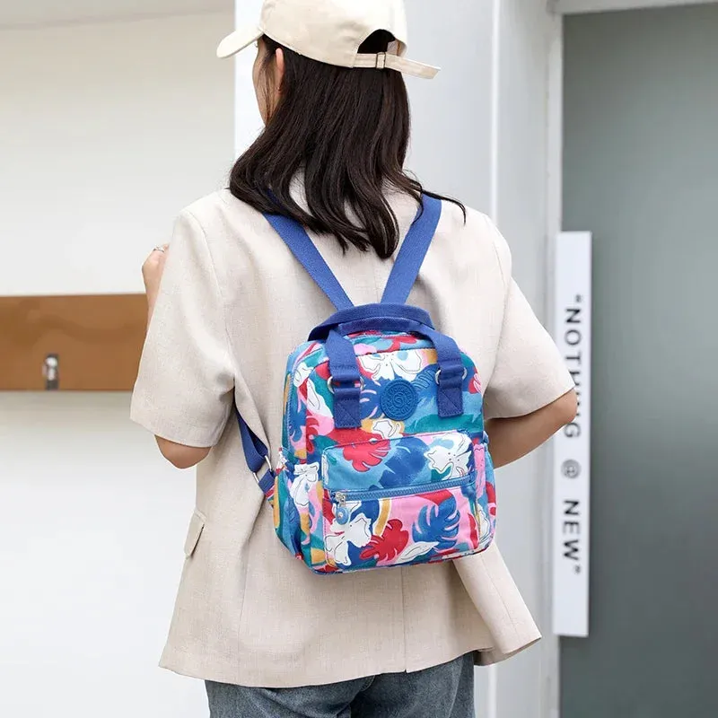 Sohiwoo Girl Outdoor Bag Backpack Hiking Top-handle Printing High Quality Female Women Bag Nylon Rucksack Flower Shoulder Trekking