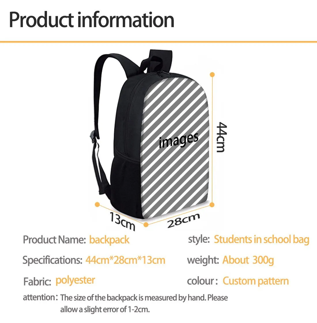 Stranger Things Pattern Backpack, Lightweight Multi-Function College School laptop Bookbag Black Gold