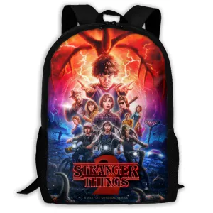 Stranger Things Pattern Backpack, Lightweight Multi-Function College School laptop Bookbag Red Blue Black