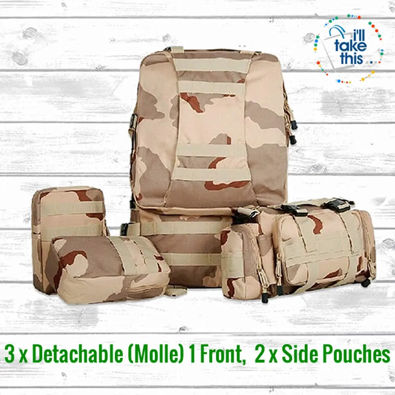 Tactical Camouflage Backpack HUGE 50L Outdoor Sport, Climbing, Hiking, Camping, Travel Sports Bag