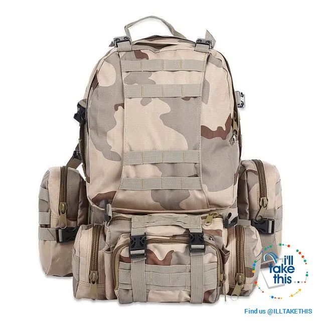 Tactical Camouflage Backpack HUGE 50L Outdoor Sport, Climbing, Hiking, Camping, Travel Sports Bag