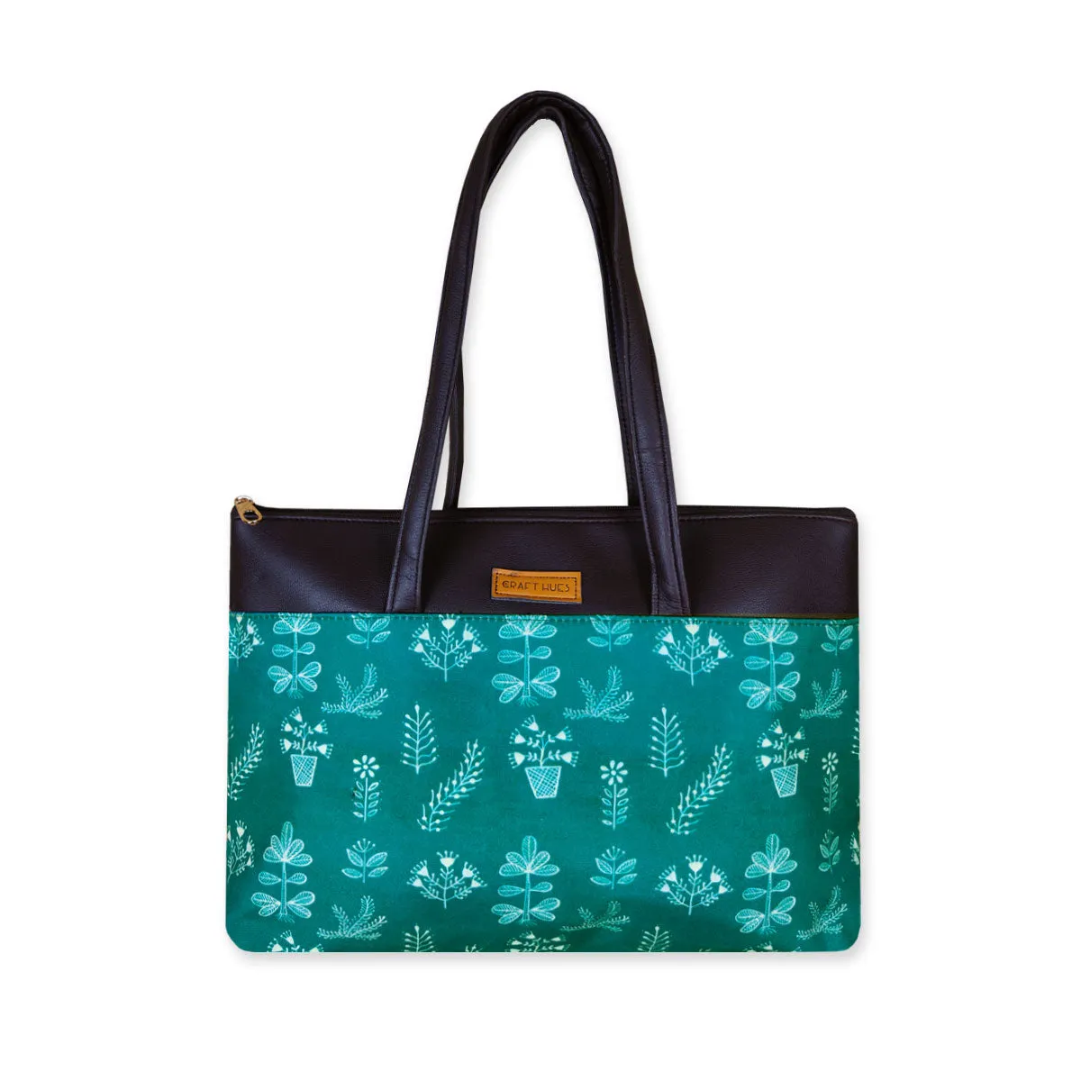 Teal Warli Garden Tote Bag