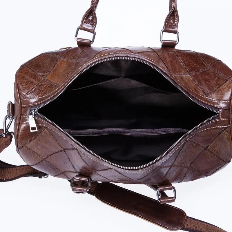 Travel Bag for Luggage Genuine Leather Duffle Suitcase Carry on Big Weekend