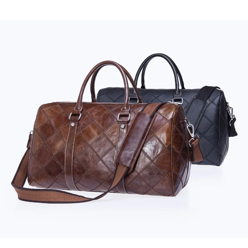 Travel Bag for Luggage Genuine Leather Duffle Suitcase Carry on Big Weekend