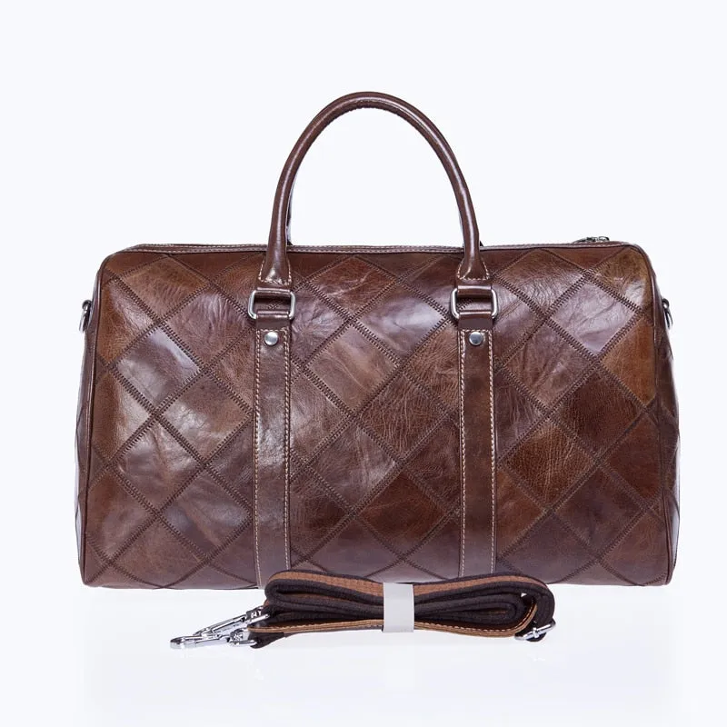 Travel Bag for Luggage Genuine Leather Duffle Suitcase Carry on Big Weekend