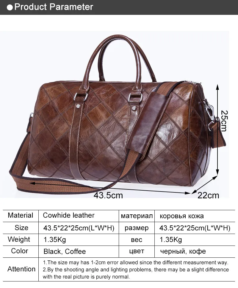 Travel Bag for Luggage Genuine Leather Duffle Suitcase Carry on Big Weekend