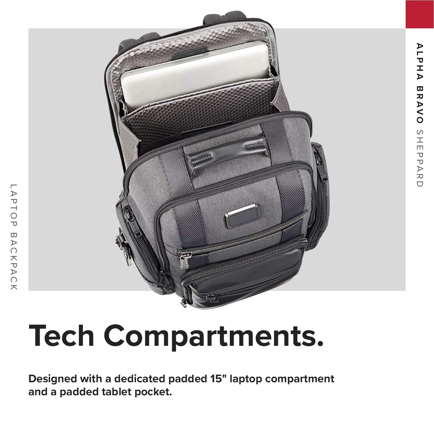 TUMI - Alpha Bravo Sheppard Deluxe Brief Pack Laptop Backpack - 15 Inch Computer Bag for Men and Women - Anthracite
