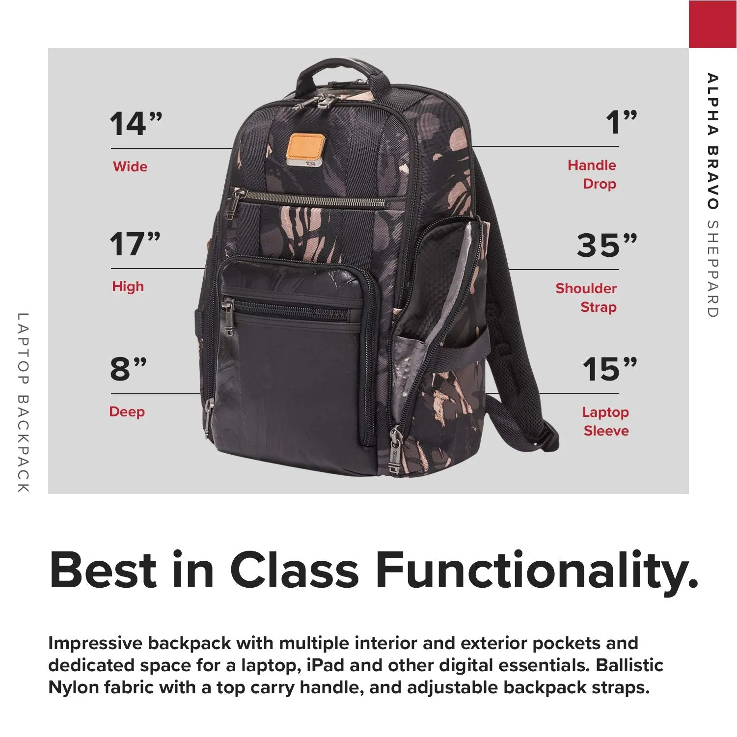 TUMI - Alpha Bravo Sheppard Deluxe Brief Pack Laptop Backpack - 15 Inch Computer Bag for Men and Women - Grey Highlands Print
