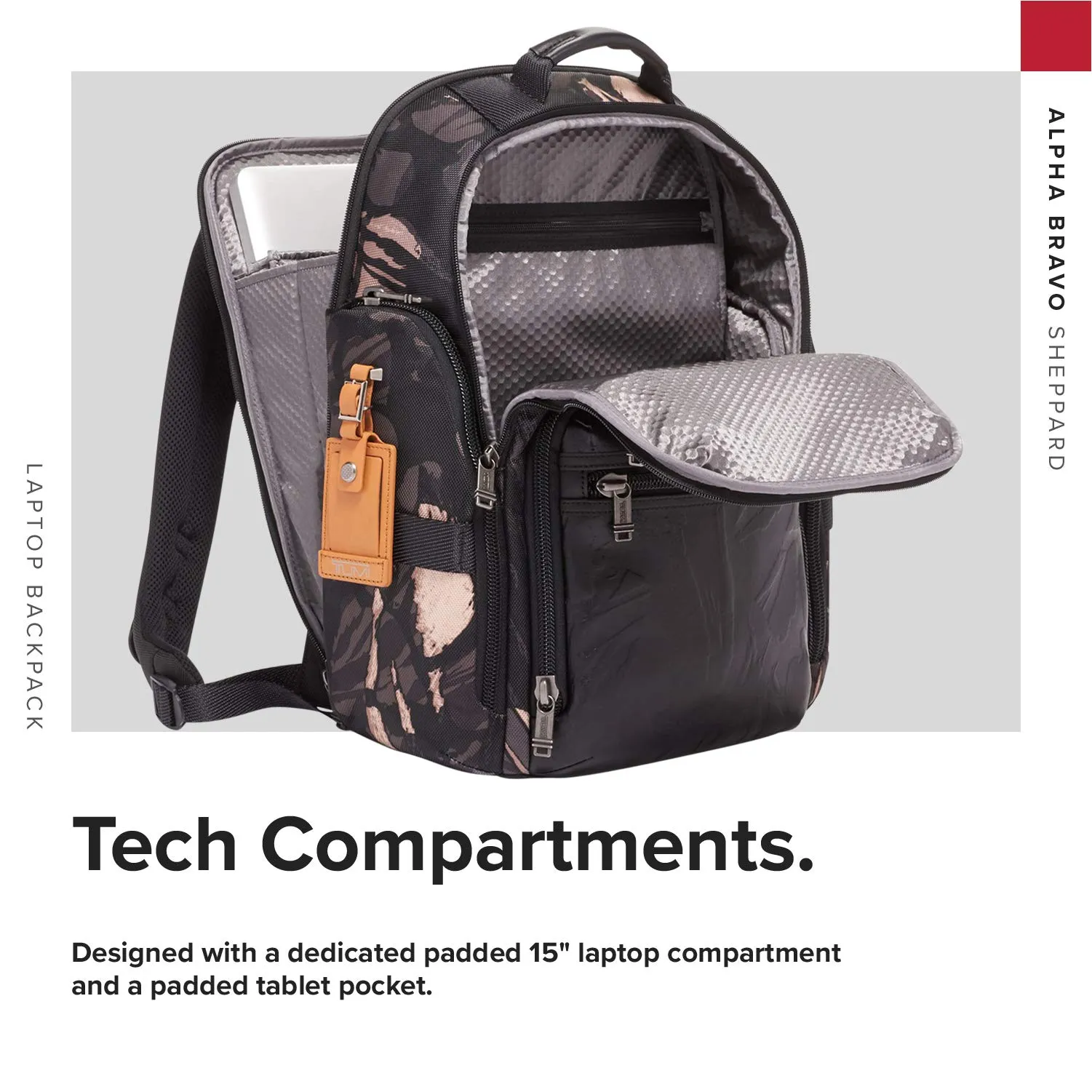 TUMI - Alpha Bravo Sheppard Deluxe Brief Pack Laptop Backpack - 15 Inch Computer Bag for Men and Women - Grey Highlands Print
