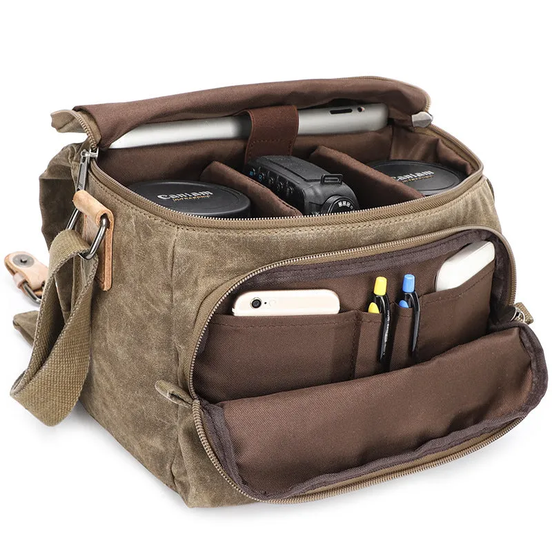 Waterproof Canvas Camera Bag for Men Women - DSLR Camera Backpack