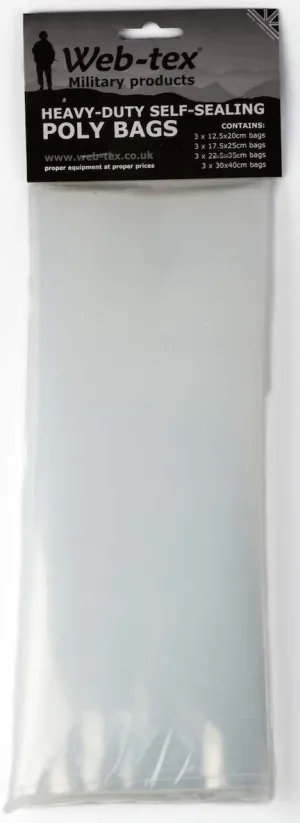 Web-tex Heavy Duty Resealable Poly Bag Set 12 Pack