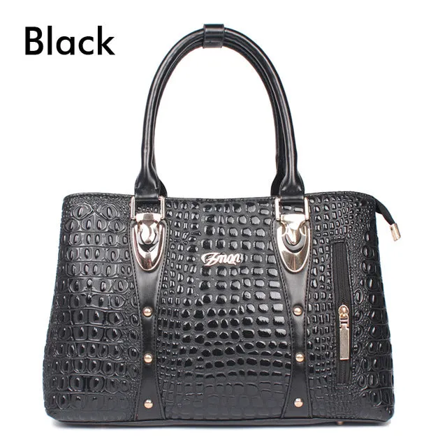 ZMQN Luxury Handbags Women Bag Designer 2017 High Quality Fashion Crocodile Tote Bags Handbag Women Famous Brand PU Leather A804